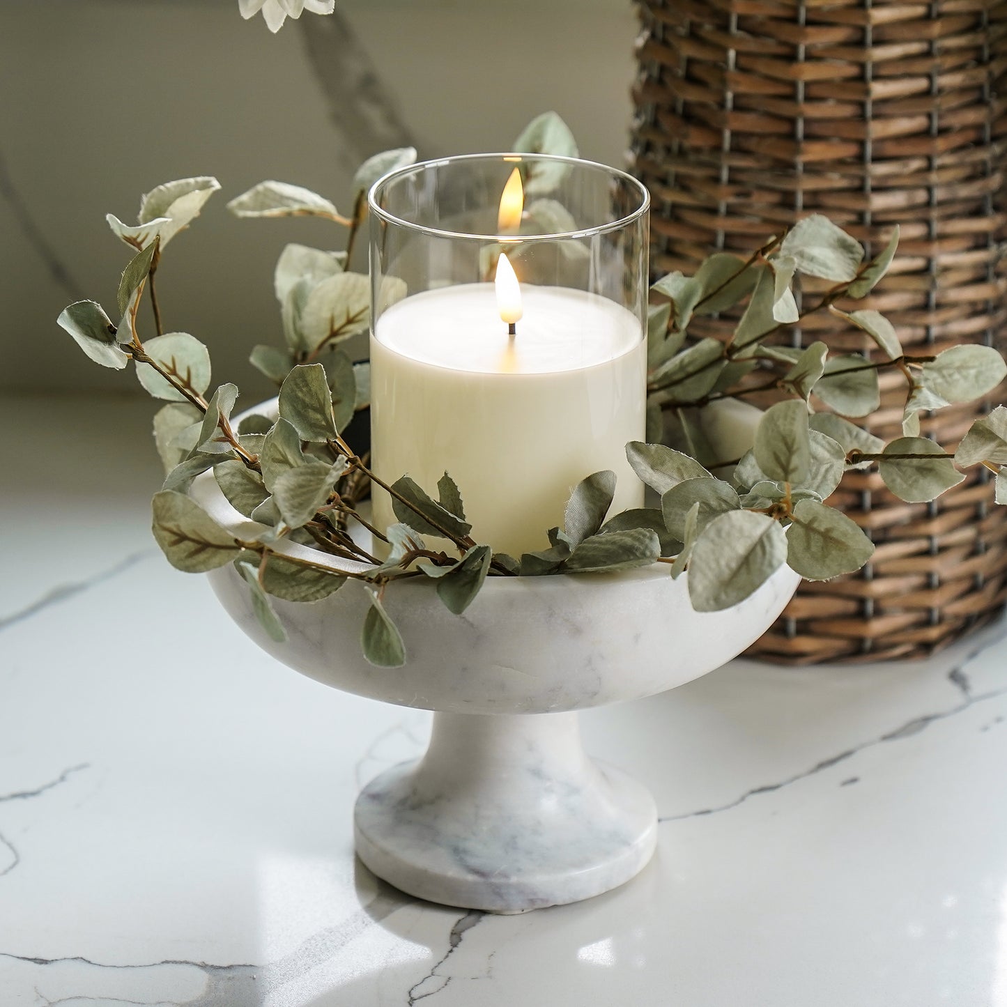 White Marble Pedestal Bowl
