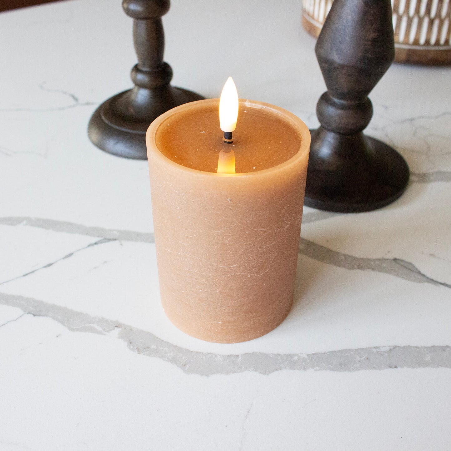 Taupe LED Pillar Candle | 4" x 3"
