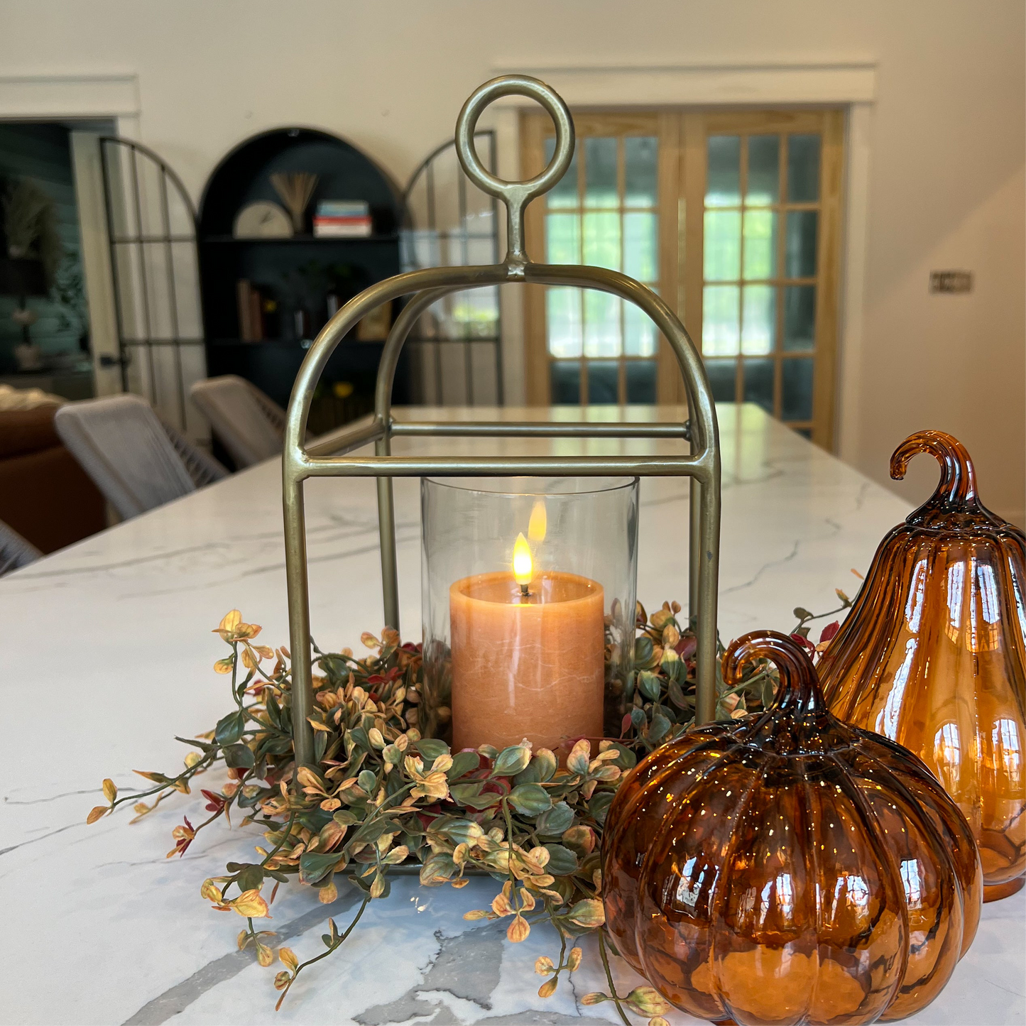 Brushed Gold Metal Lantern