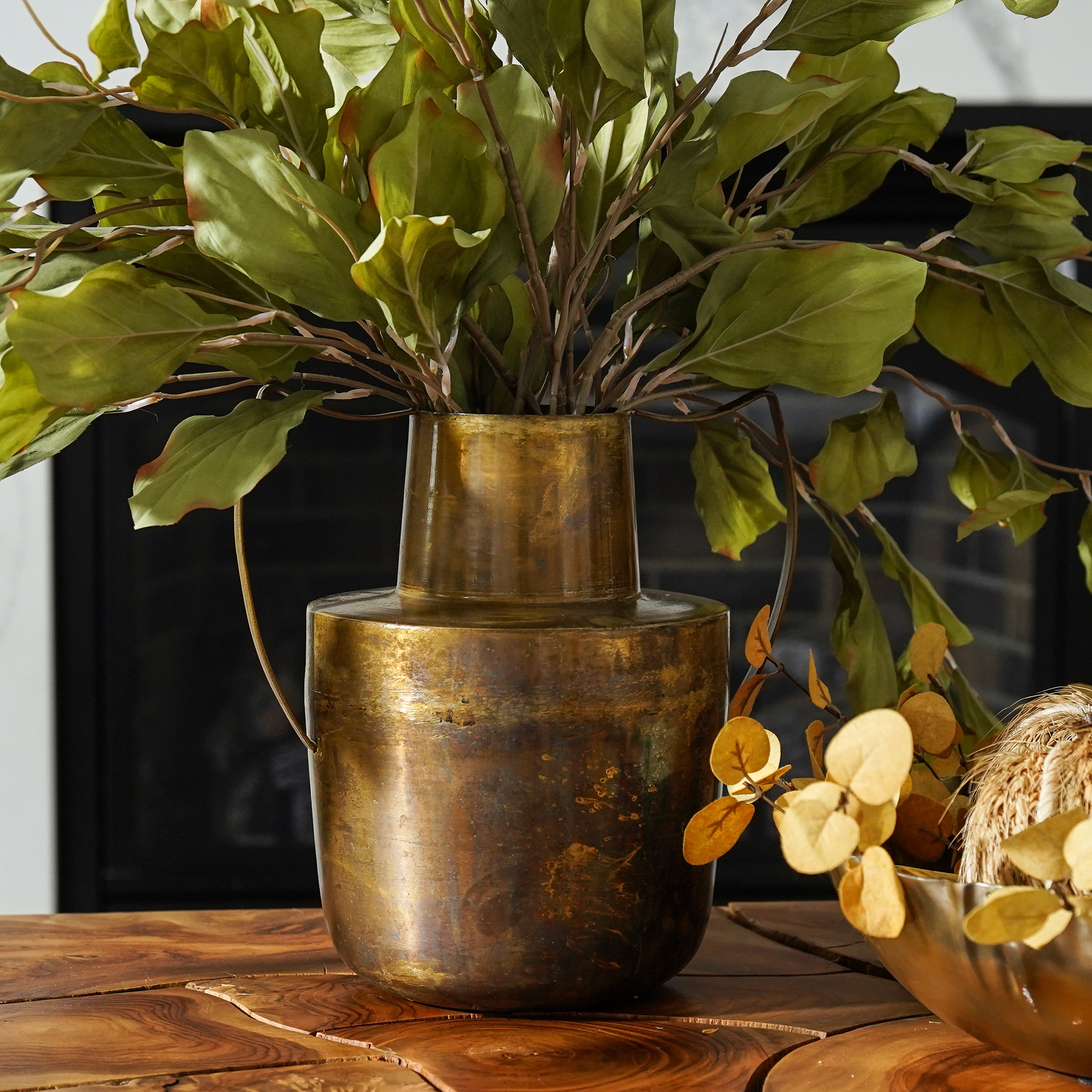 Patina Brass Metal Vase