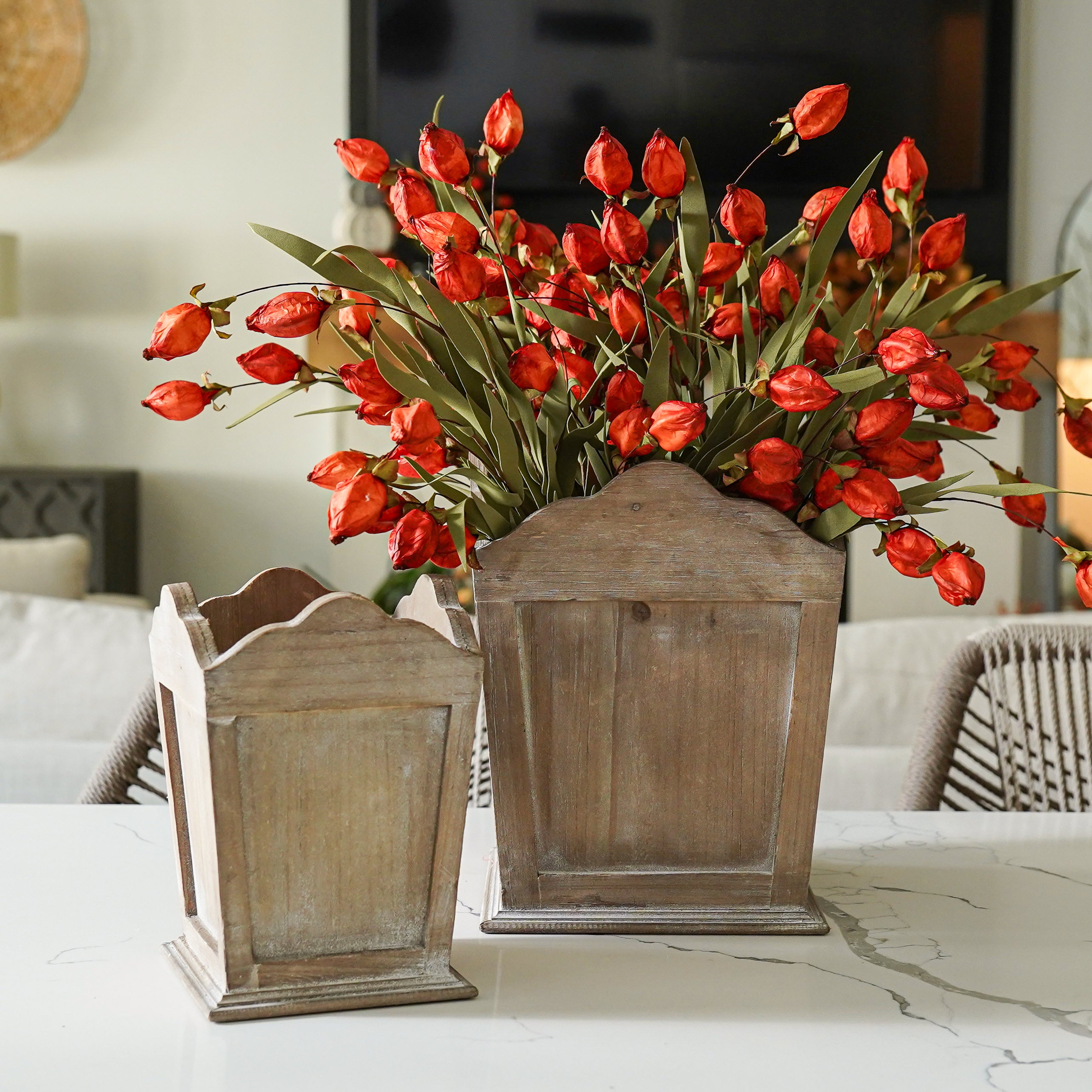 Lantern Bud Luxe Bush | Burnt Orange