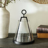 Glass and Iron Hurricane Lantern | Large Candle Holder