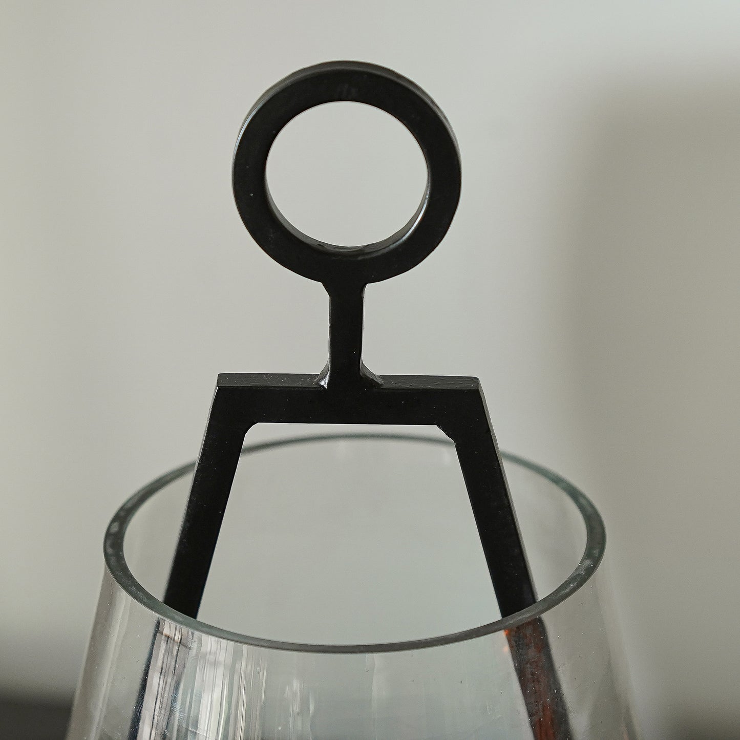 Glass and Iron Hurricane Lantern | Large Candle Holder