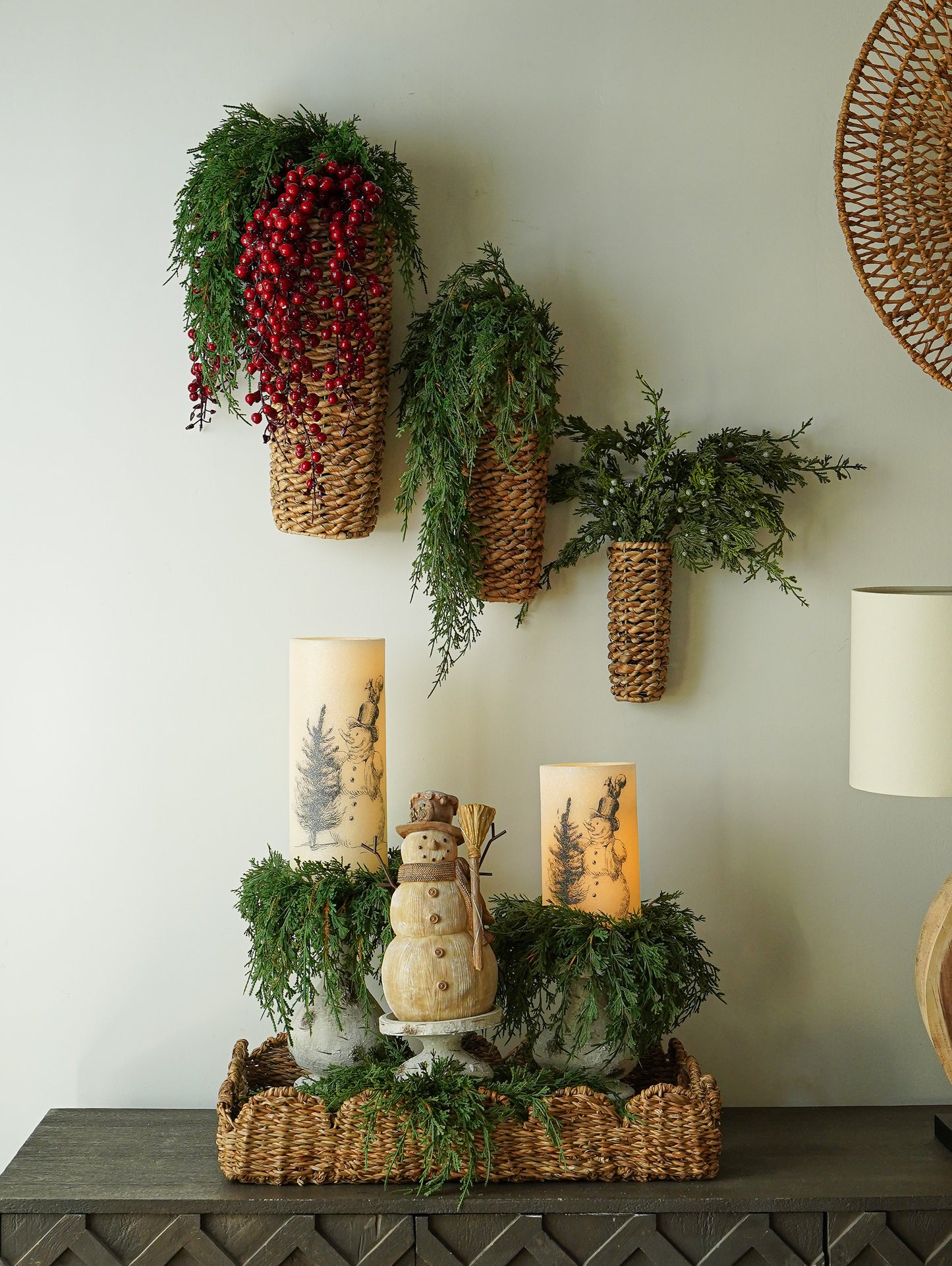 Glitter Vintage Snowman Wax Pillar Candle | LED Winter Decor