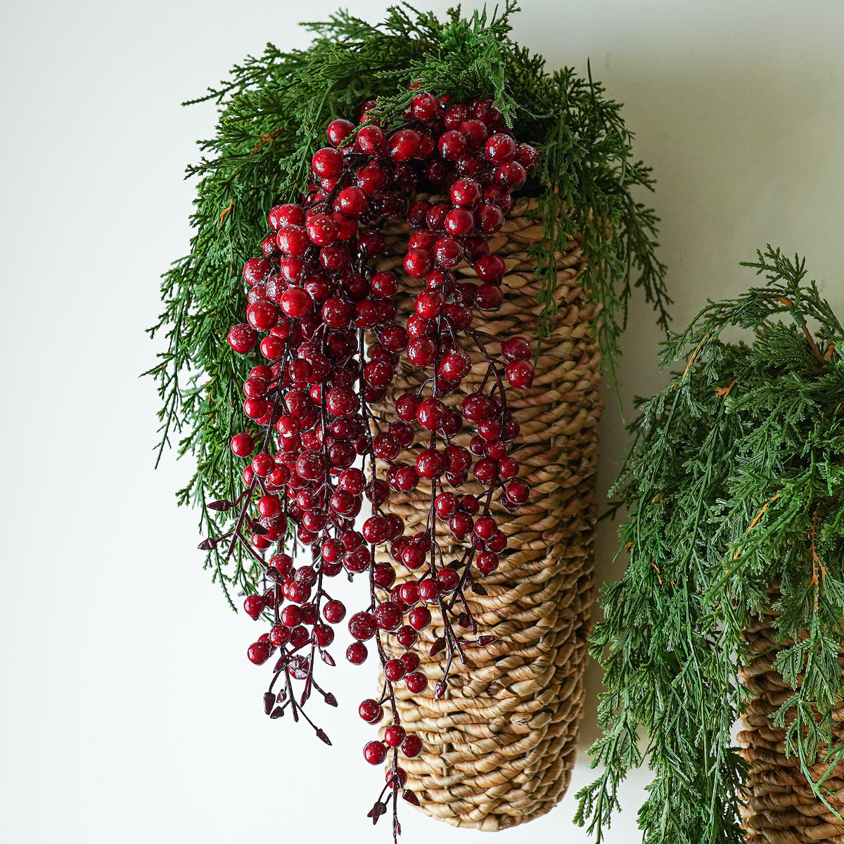 Weatherproof Icy Red Berry Hanging Stem