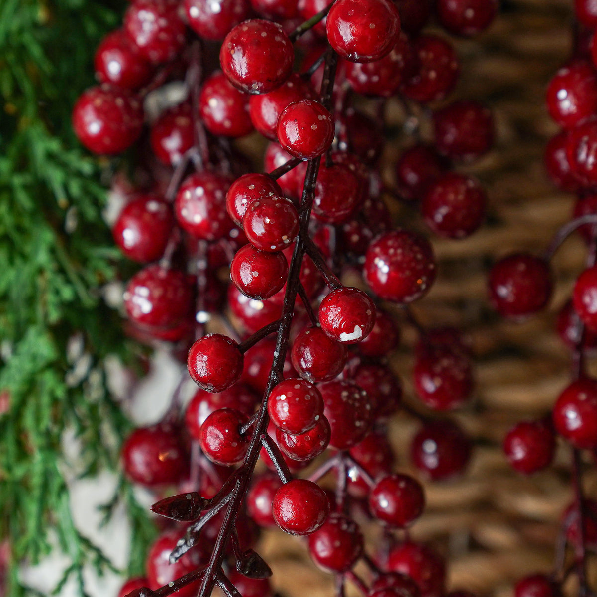 Weatherproof Icy Red Berry Hanging Stem