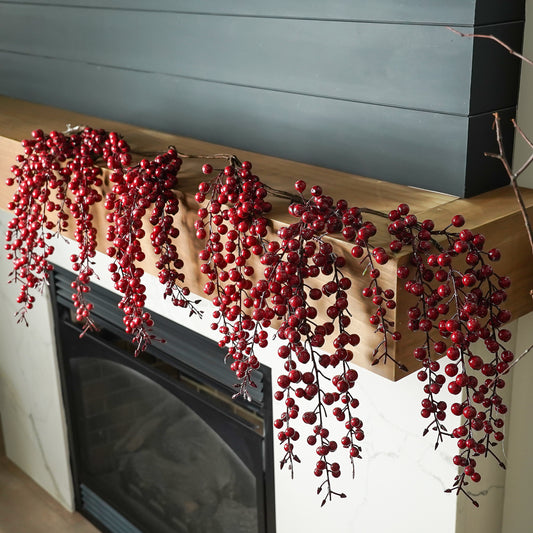 Weatherproof Icy Red Berry Garland