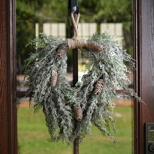 Silver Glitter Cedar Small Wreath