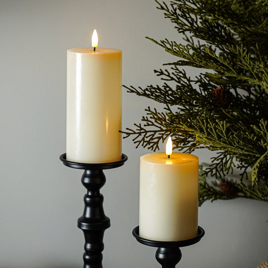 Flameless Ivory Pillar Candles