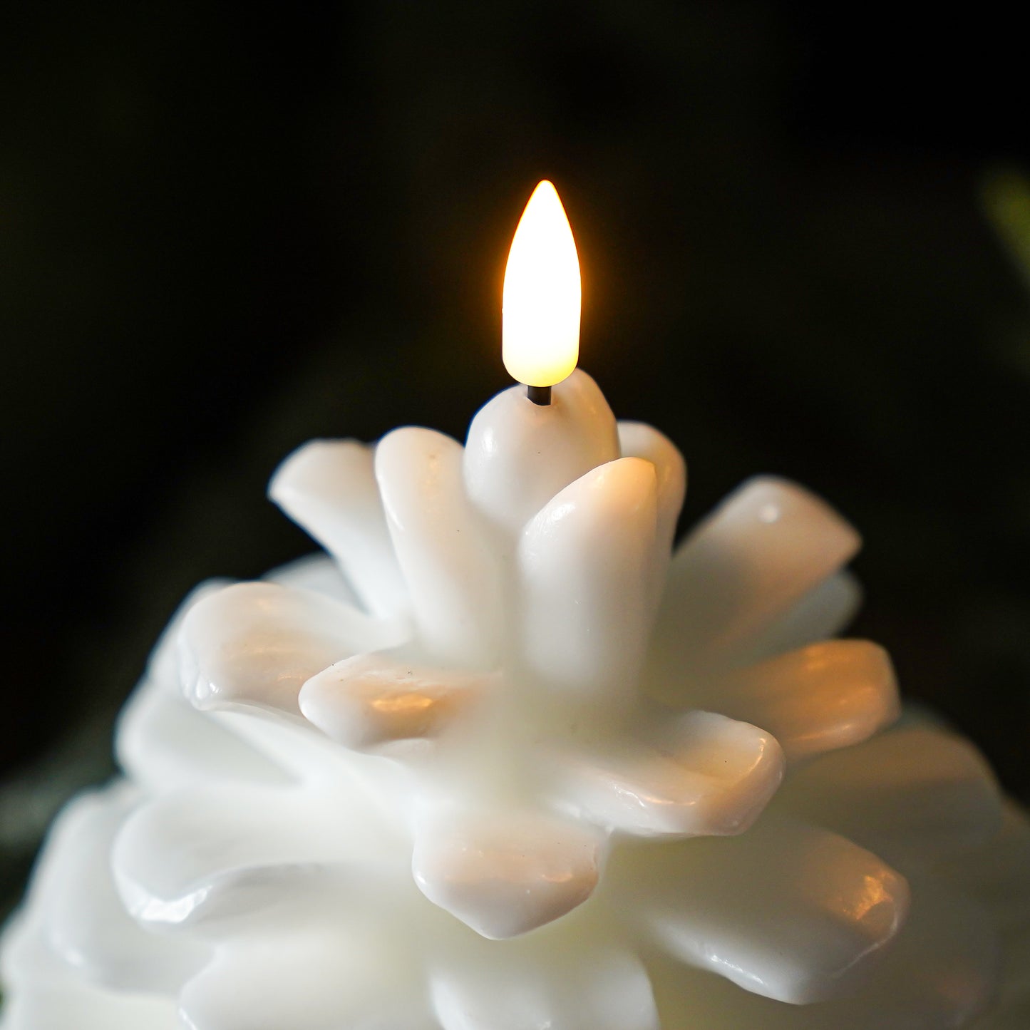 Flameless White Pinecone Candle | LED Built-in Timer
