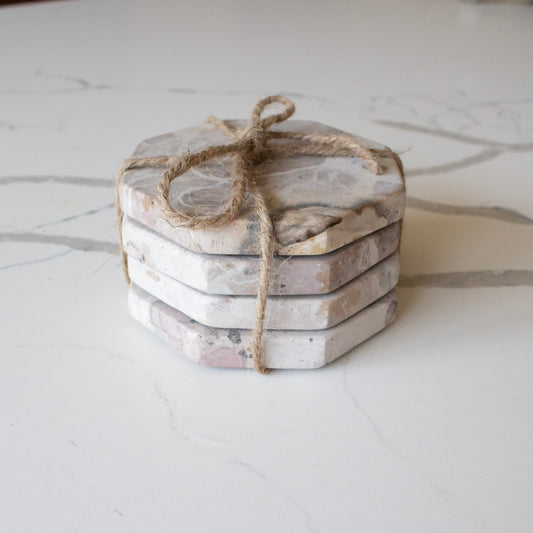 Beige Marble Coaster Set