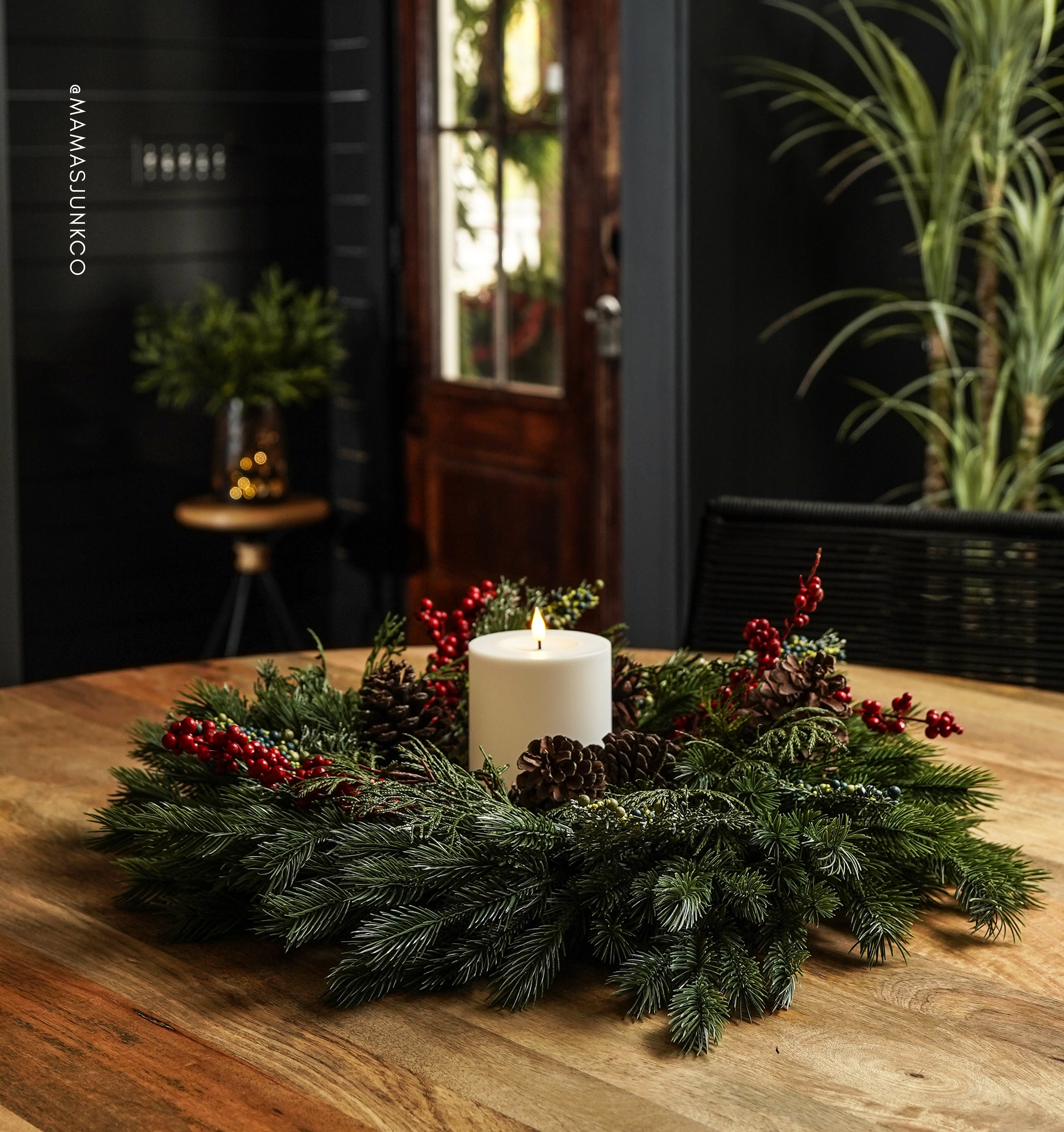 **SOLD AS IS** Mixed Green & Berry Wreath