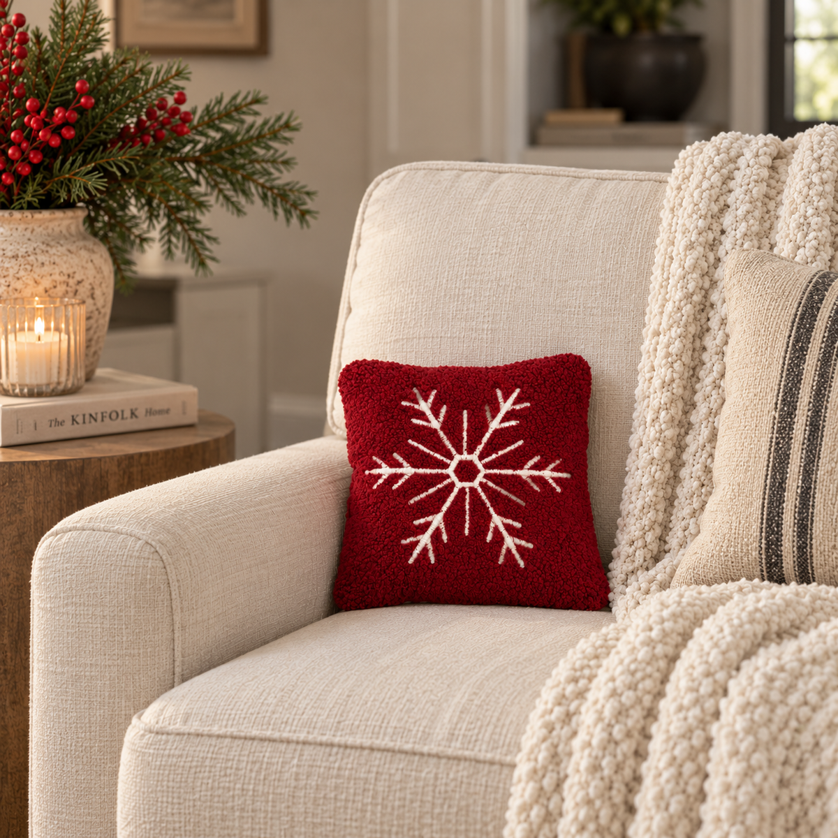 Red Snowflake Pillow