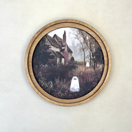 Ghost Cottage Round Framed Wall Decor | Made in USA