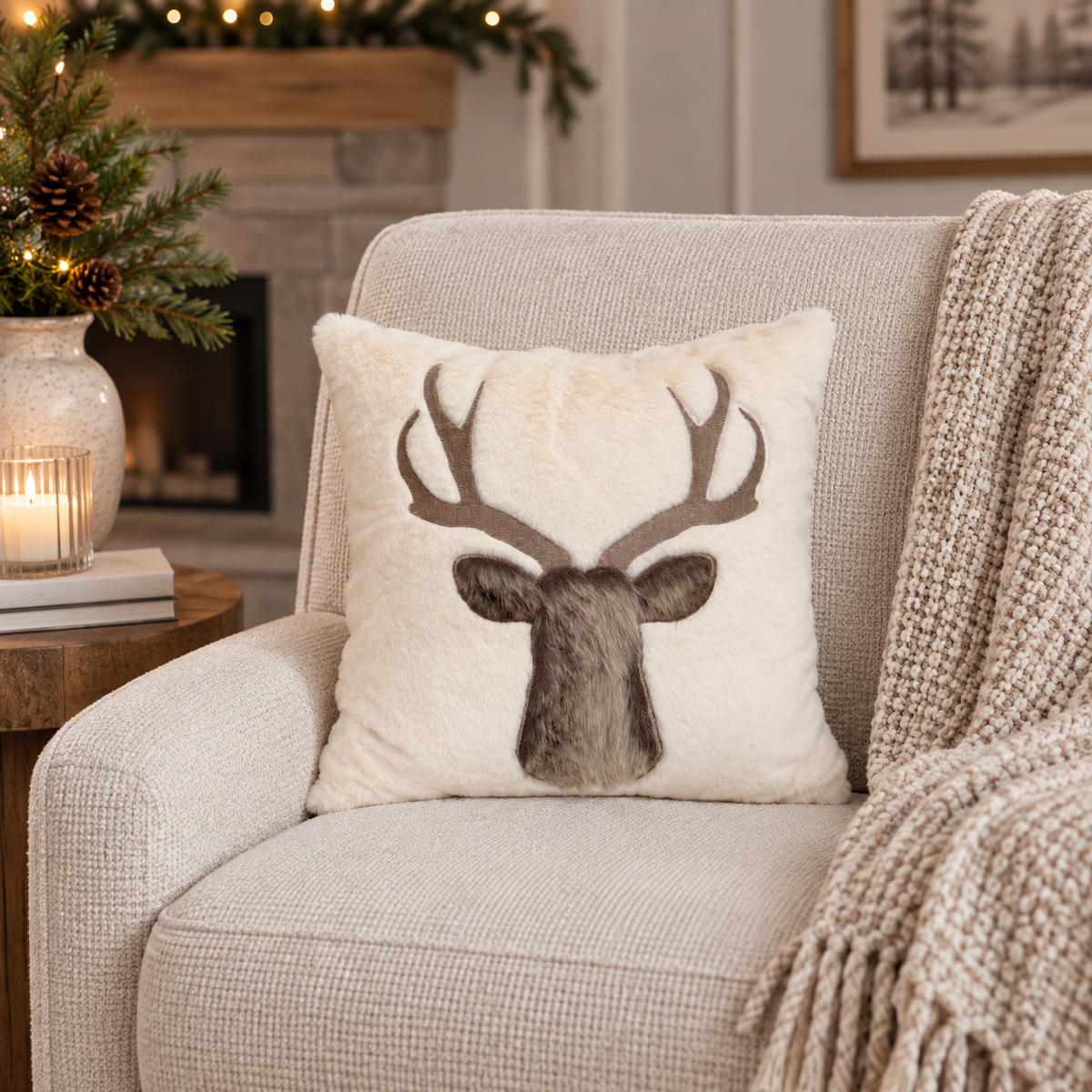 Faux Fur Deer Pillow