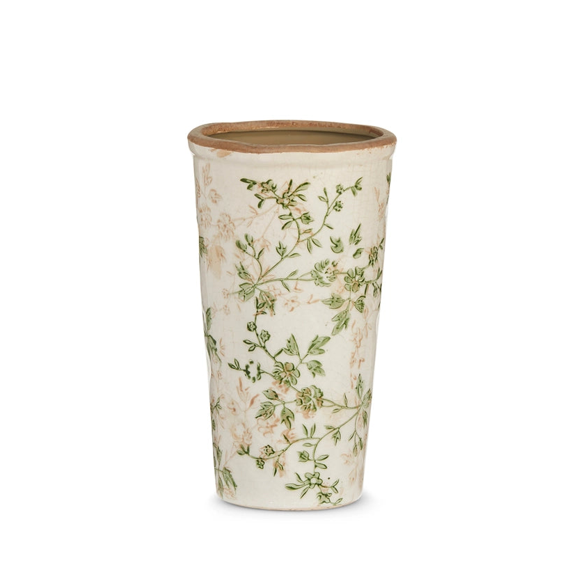 Distressed Vintage Floral Vase