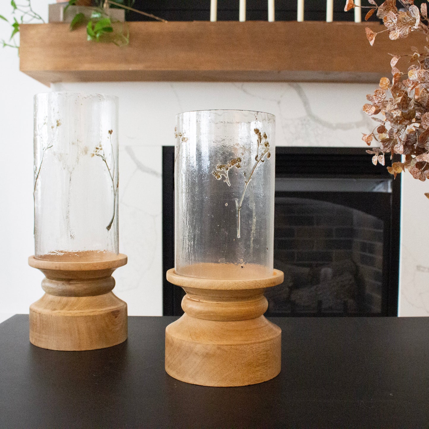 Dried Floral Glass Hurricane Candleholder