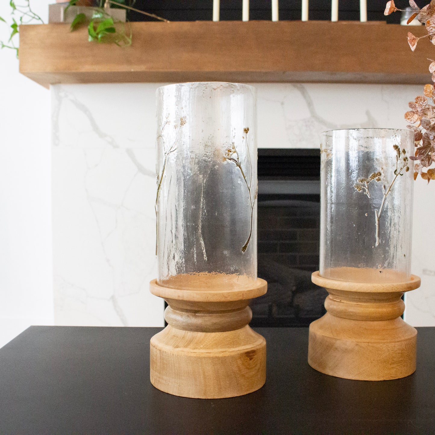 Dried Floral Glass Hurricane Candleholder