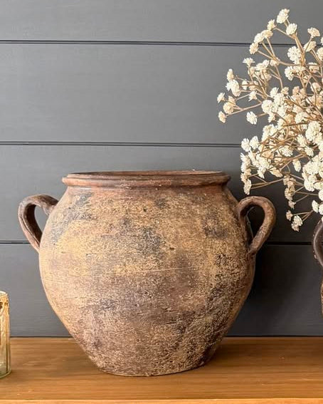 Jade Terra Cotta Handled Vase | Large