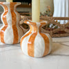Orange Striped Ceramic Taper Candleholder