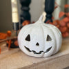 White Ceramic Pumpkin Jack-O’-Lantern | Wide