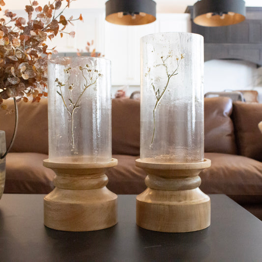 Dried Floral Glass Hurricane Candleholder