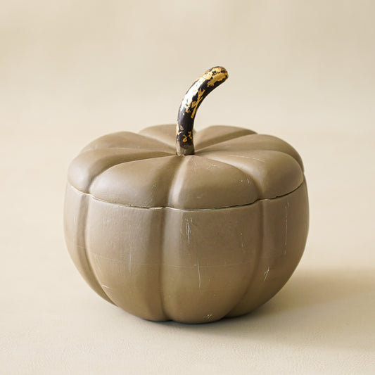 Gray Mango Wood Pumpkin Container | Large