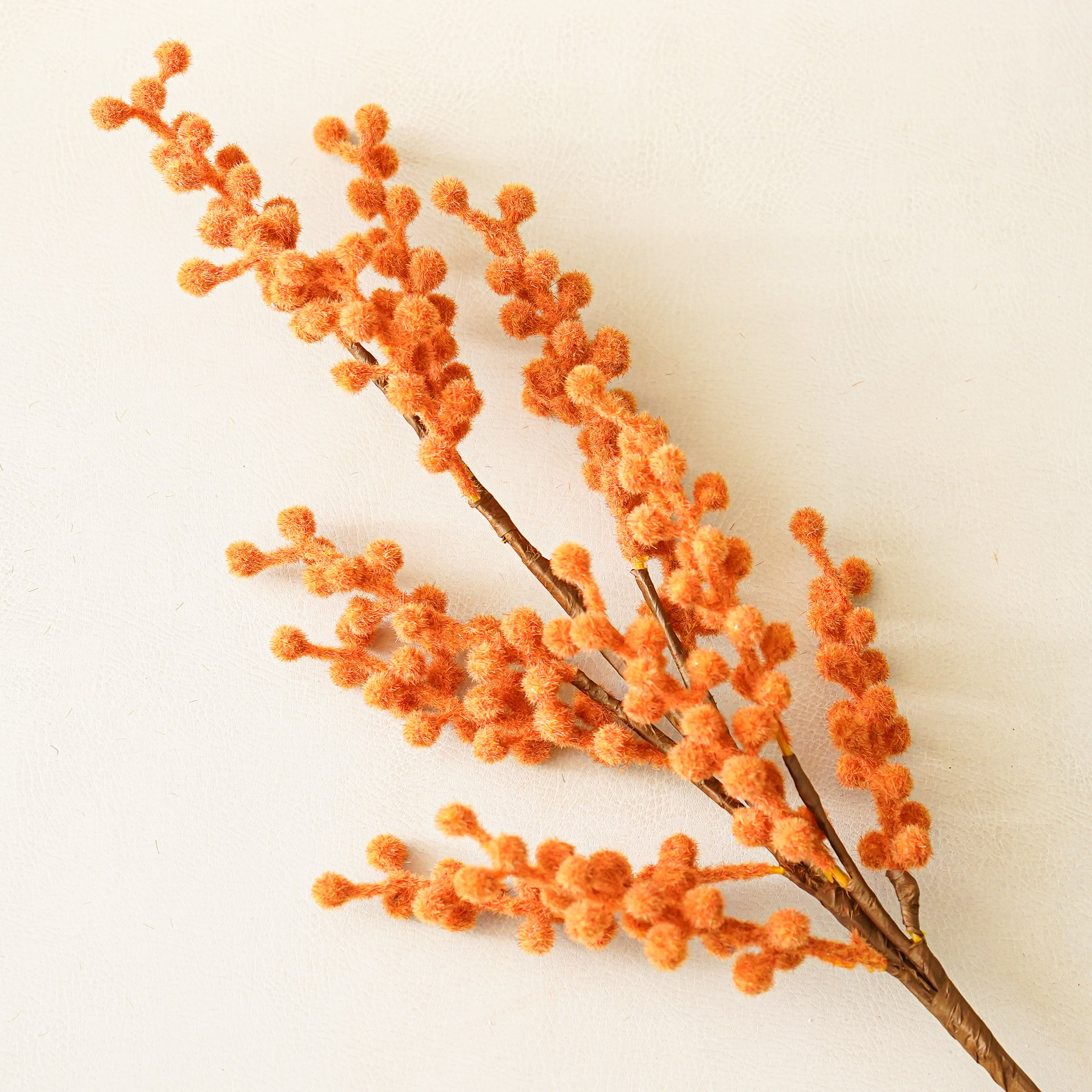 Orange Flocked Berry Stem