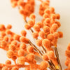 Orange Flocked Berry Stem | Faux Fall Branch