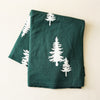 Evergreen Pine Tree Cotton Throw Blanket | Green & White
