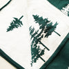Evergreen Pine Tree Cotton Throw Blanket | Green & White