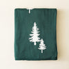 Evergreen Pine Tree Cotton Throw Blanket | Green & White
