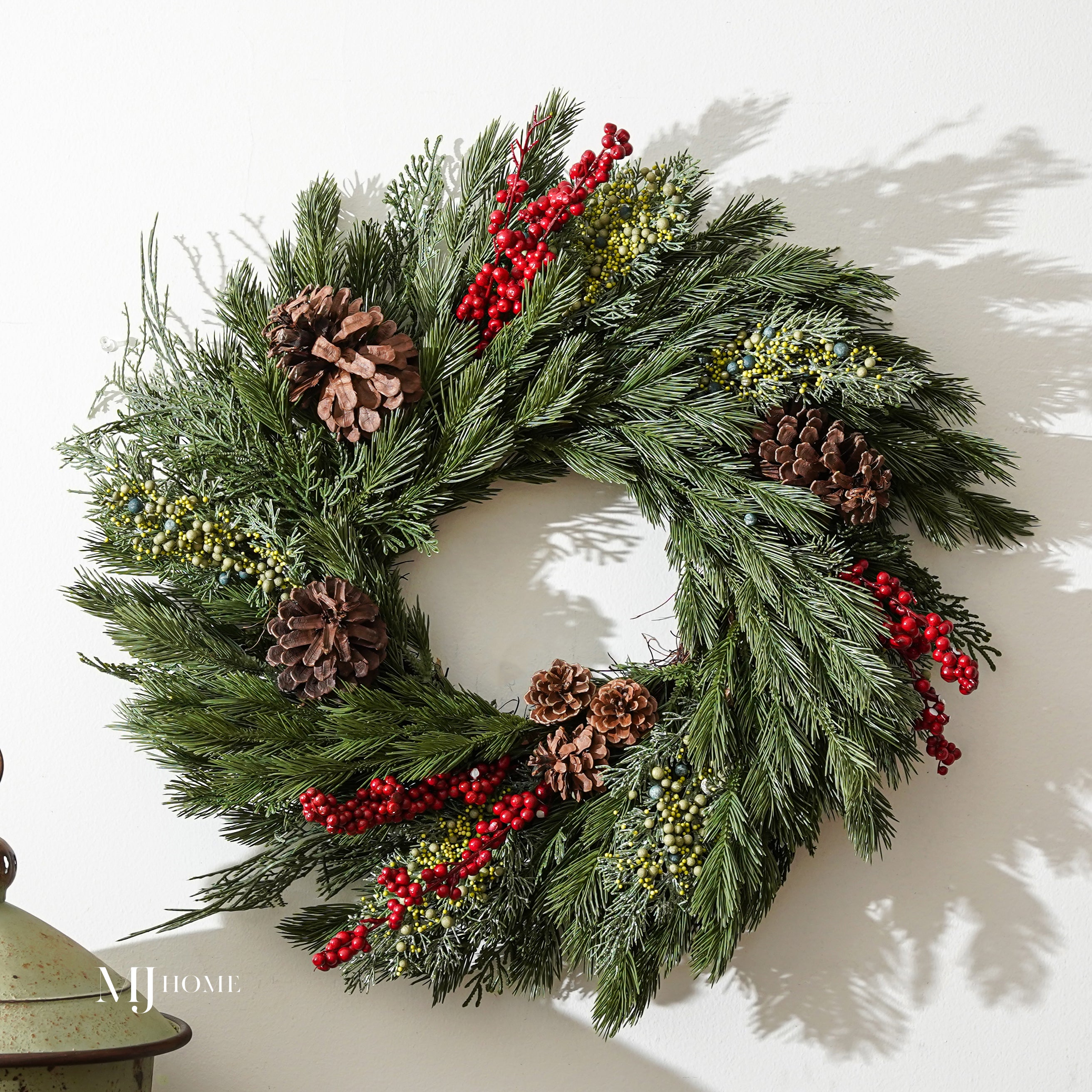 **SOLD AS IS** Mixed Green & Berry Wreath
