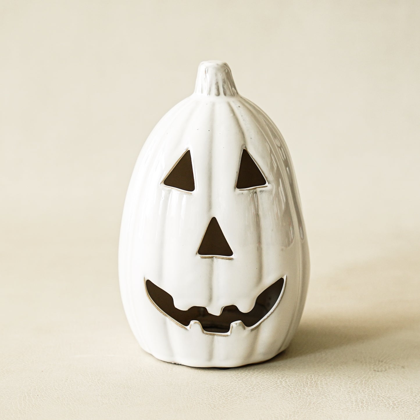 White Ceramic Jack-O-Lantern | Tall