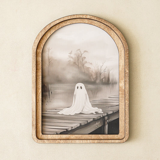 Ghost on Dock Arched Framed Decor | Made in USA