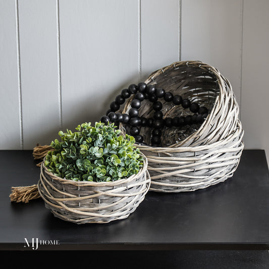 Woven Gray Wash Planters | Set of 3