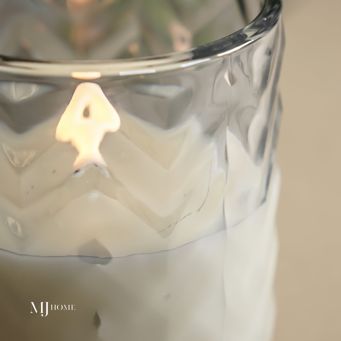 Grey Chevron Glass Flameless Candle