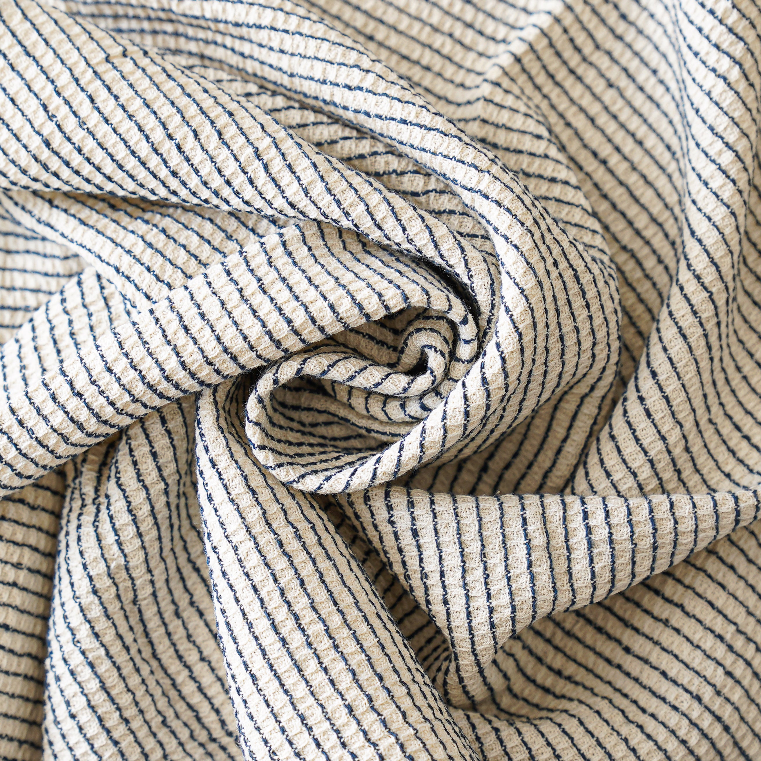 Navy Cotton Stripe Towel Set