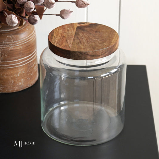 Glass Jar with Wood Lid | Large
