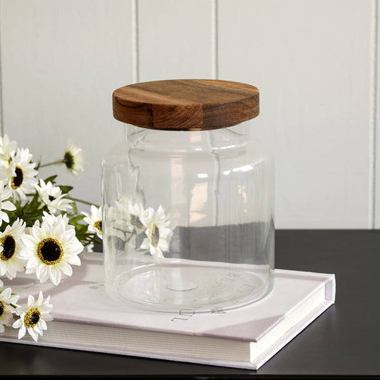 Glass Jar with Wood Lid | Small