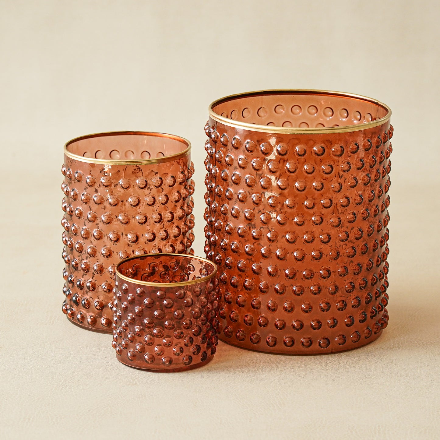 Rose Amber Embossed Dot Containers