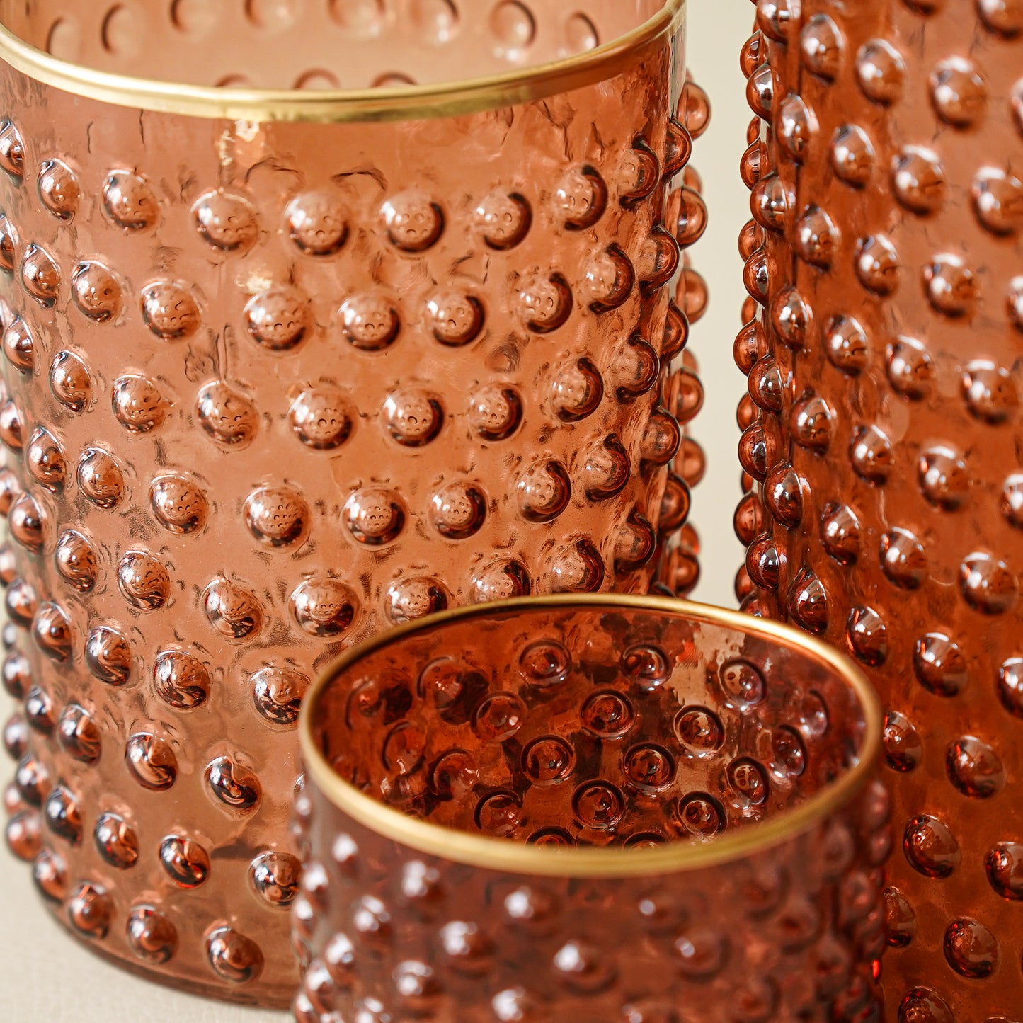 Rose Amber Embossed Dot Containers