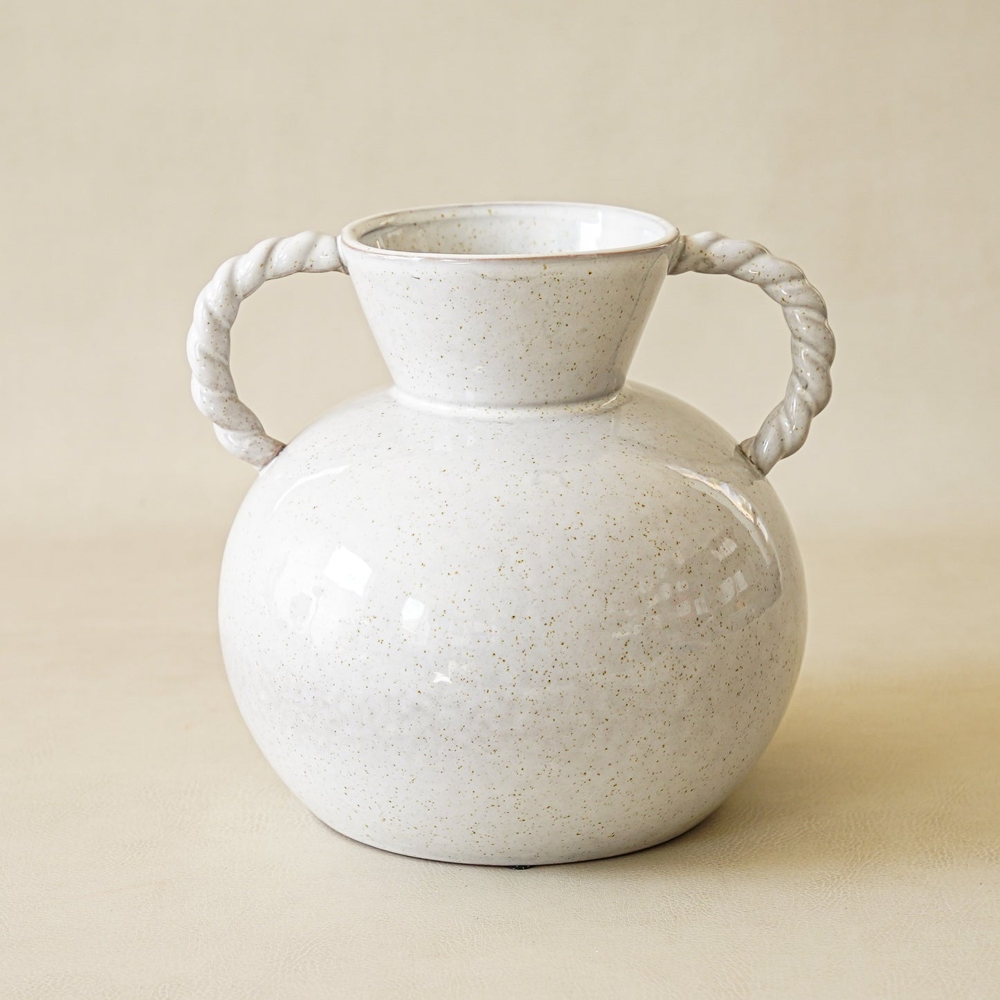 Twisted Handle Stoneware Vase