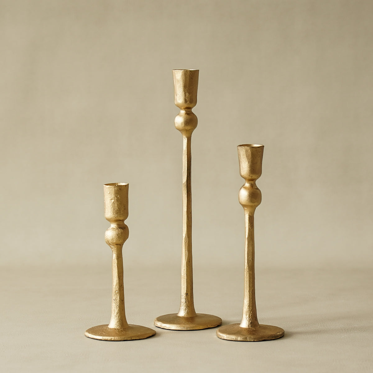 Gold Iron Taper Holder Set