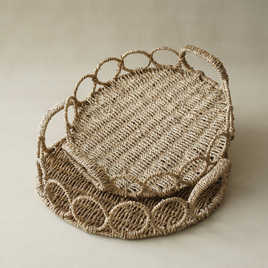 Fendrix Seagrass Tray | Round Woven Decorative Basket