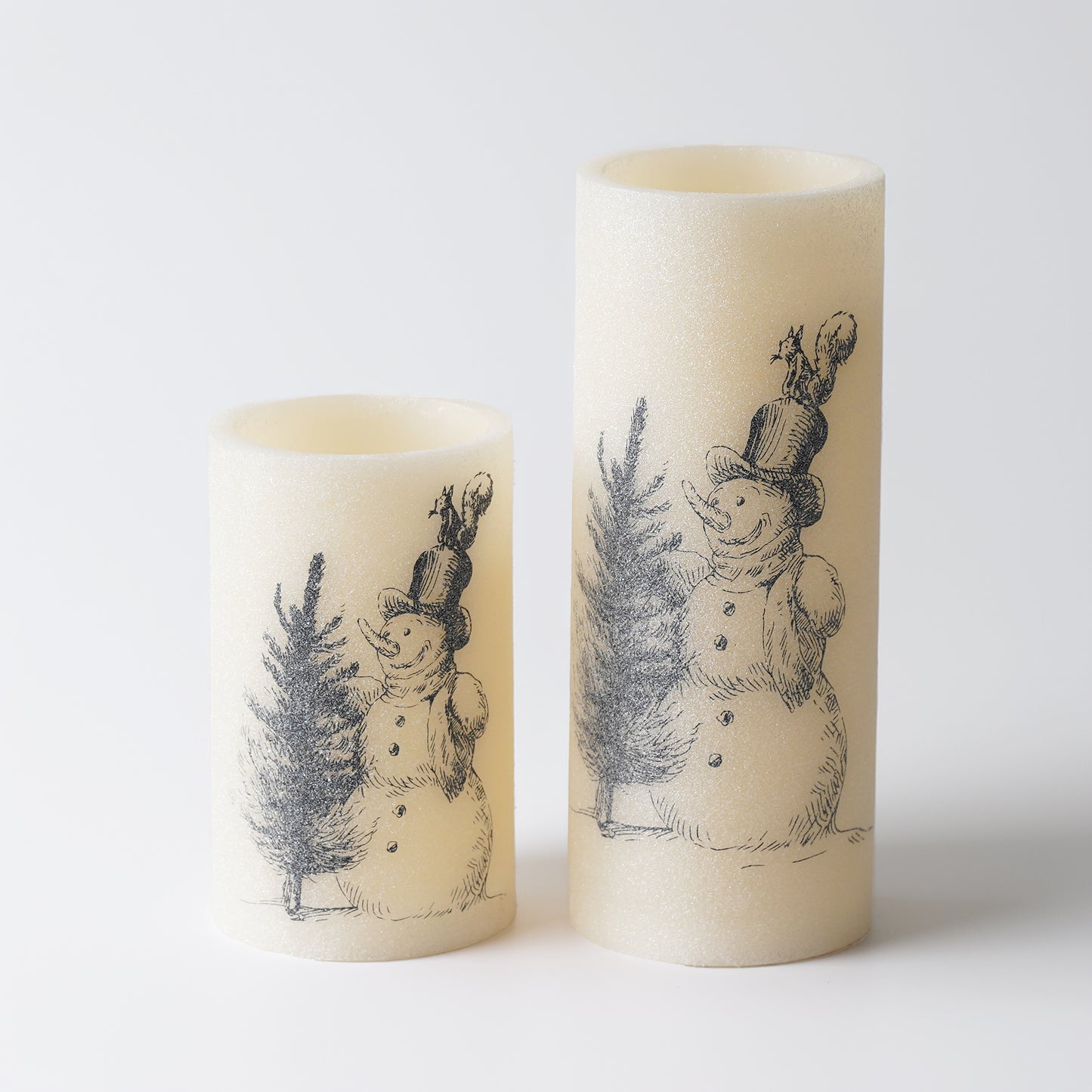 Glitter Vintage Snowman Wax Pillar Candle | LED Winter Decor