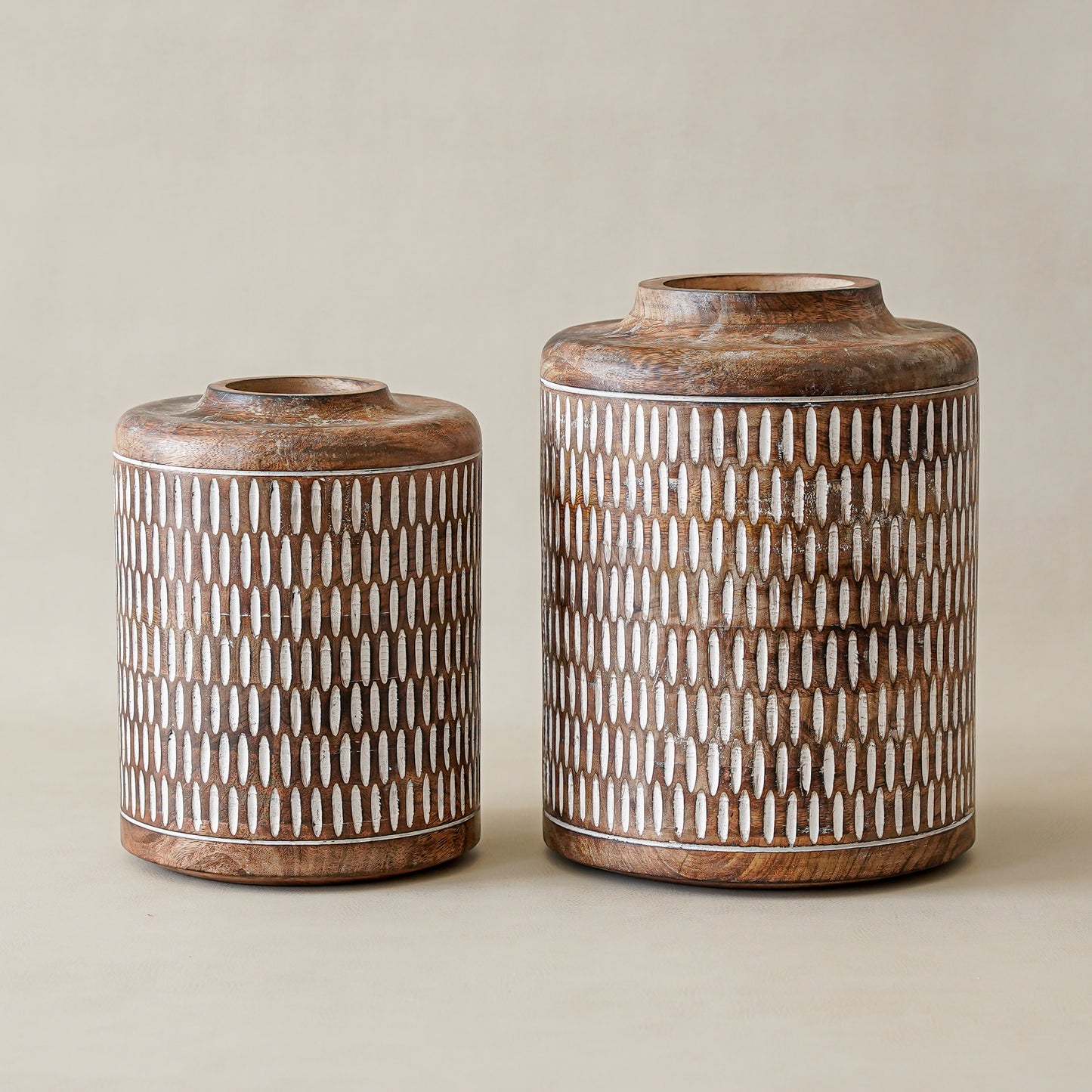 Hand Made Carved Wood Vase