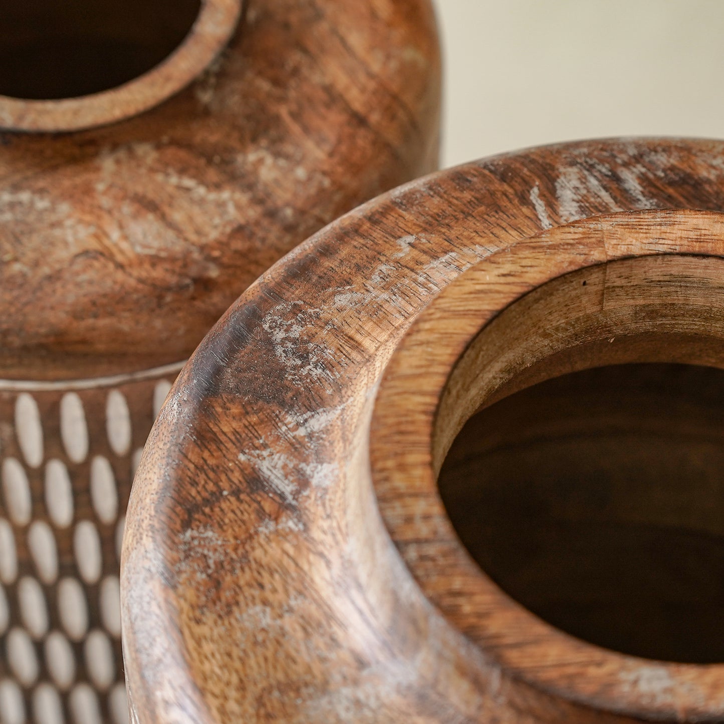 Hand Made Carved Wood Vase