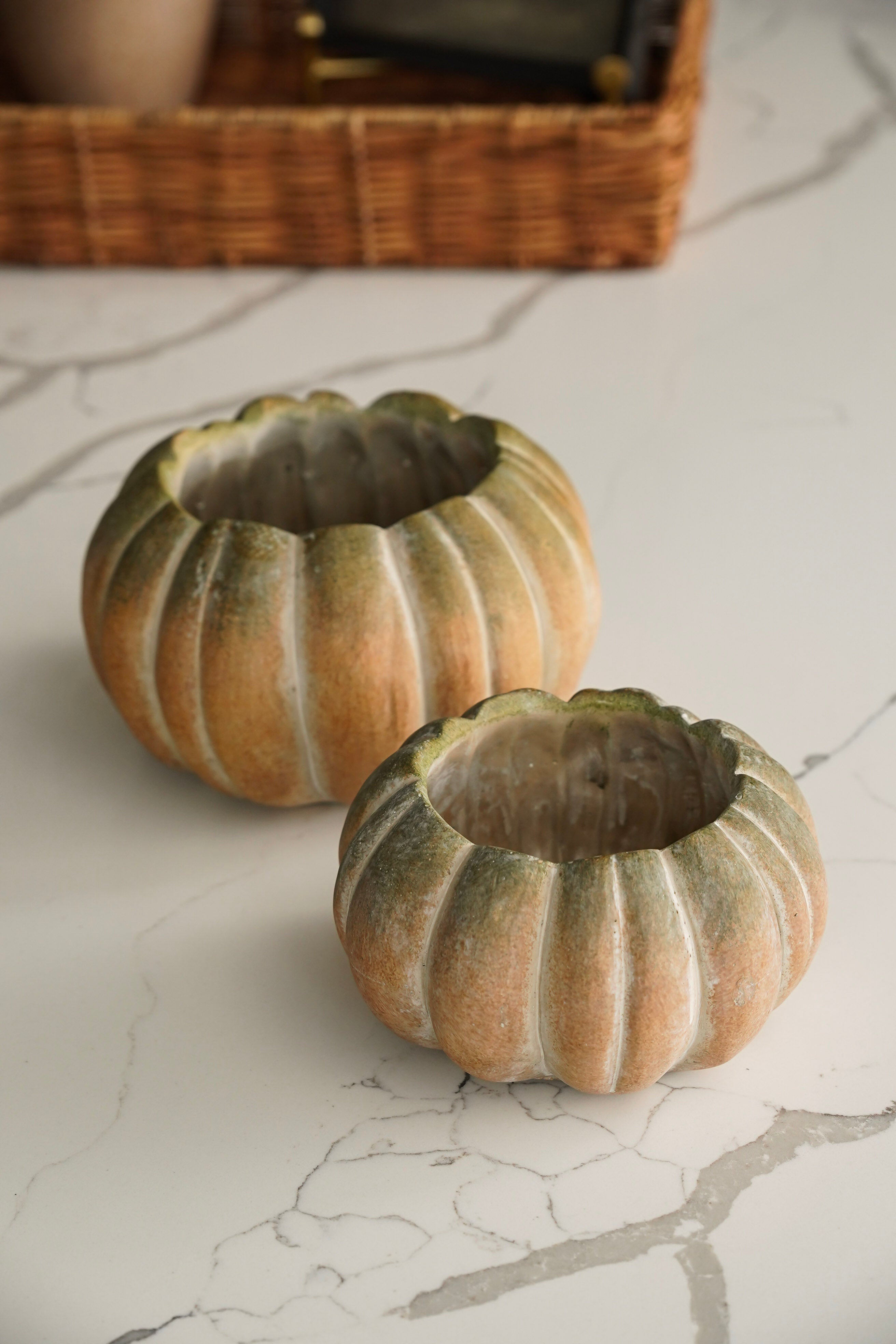 Weathered Stone Pumpkin Bowl
