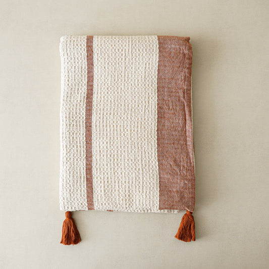 Terracotta Waffle Chambray Blanket